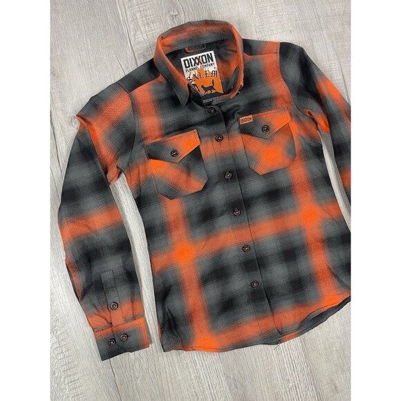 Dixxon Flannel Company Women's Small Salem 13 Flannel Orange Black Rare Fall U - Picture 2 of 8